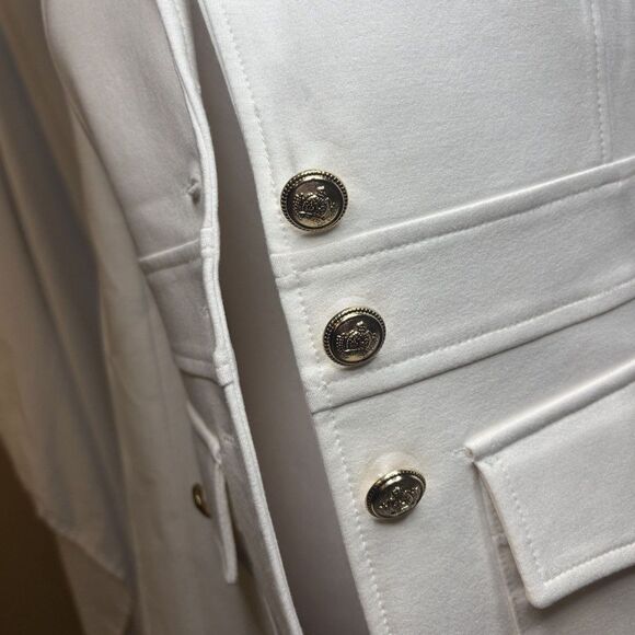 Joie Darryl White Blazer Jacket Womens Stylish Designer Gold Detail Collared - Picture 4 of 9